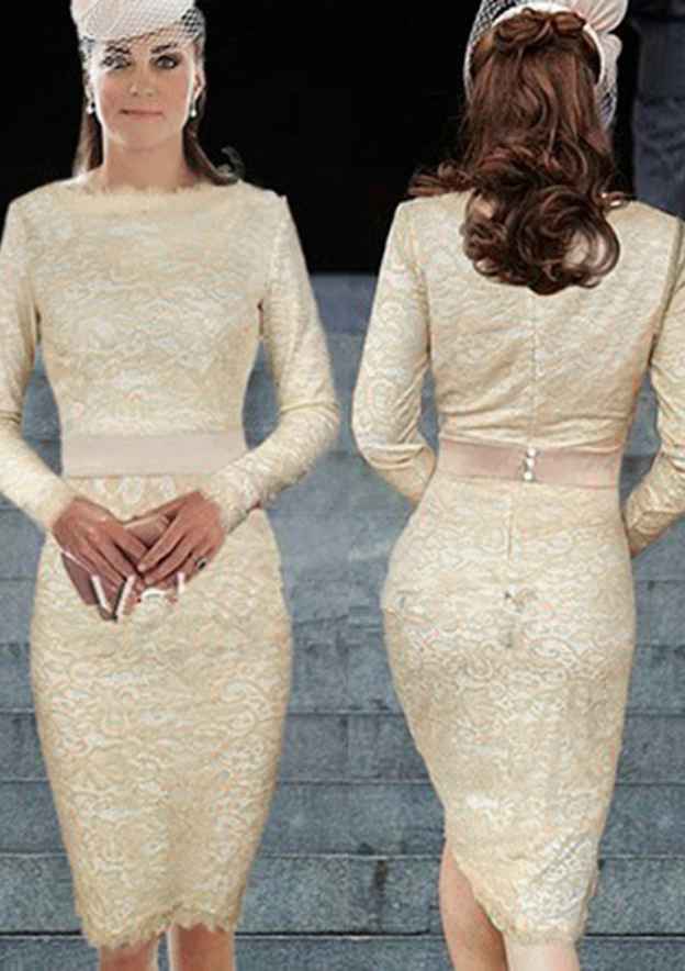 Full/Long Sleeve Scoop Neck KneeLength Sheath/Column