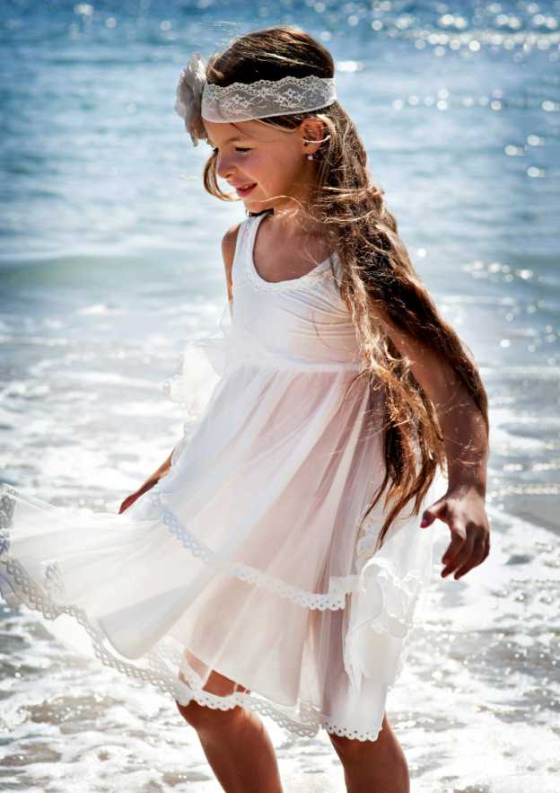 blue dress for baby girl The Ophelia White Flower Girl Lace Dress – Nicolette's Couture main image 1