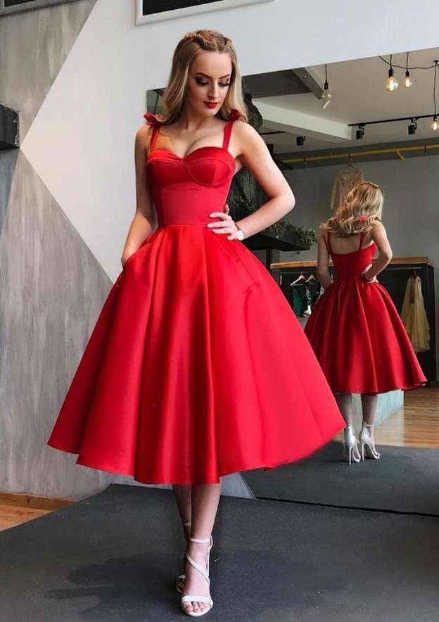 Tea Length Dresses For Women Ball Gown Sweetheart Sleeveless Tea