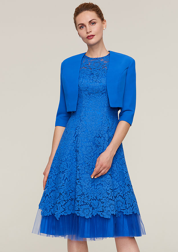 Sleeveless Scoop Neck Knee-Length A-line/Princess Lace Mother of the Bride  Dress With Jacket - Moms Dresses - Stacees