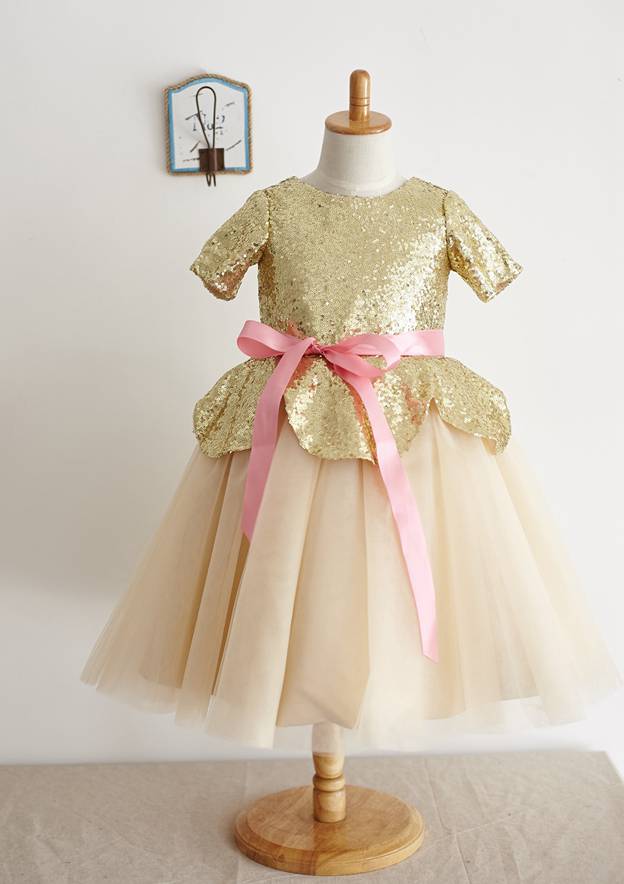 Empire Square Neckline Tulle Sashes / Ribbons Flower Girl Dresses for Fashion