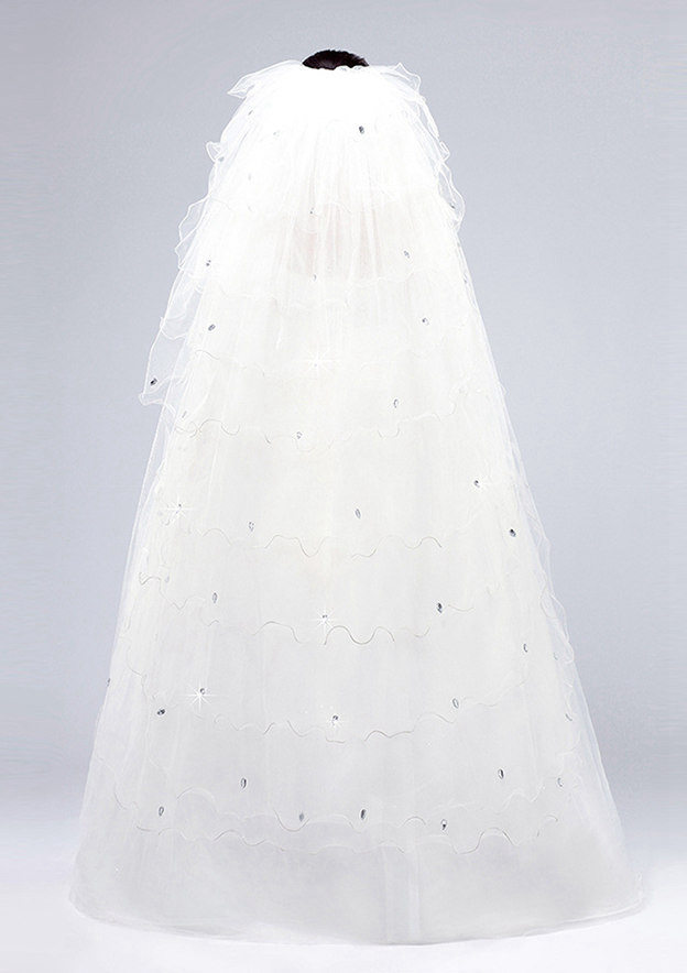 Rhinestone tulle veil NWT 10 ft Rain-rhinestone Drop Veil Beaded With Rhinestones Bridal  main image 3