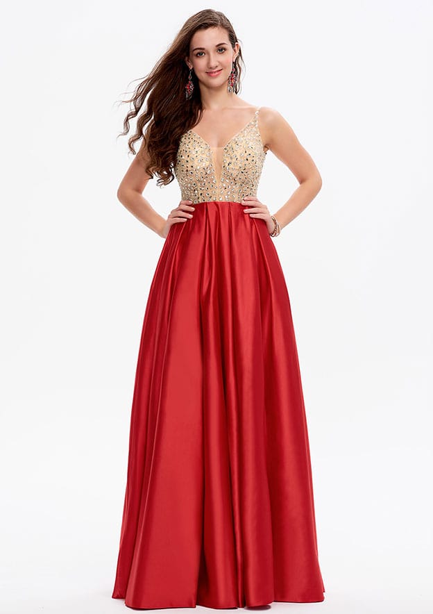 Stuuning Deep V Neck Ivory Floor Length Prom Dress    cg15821