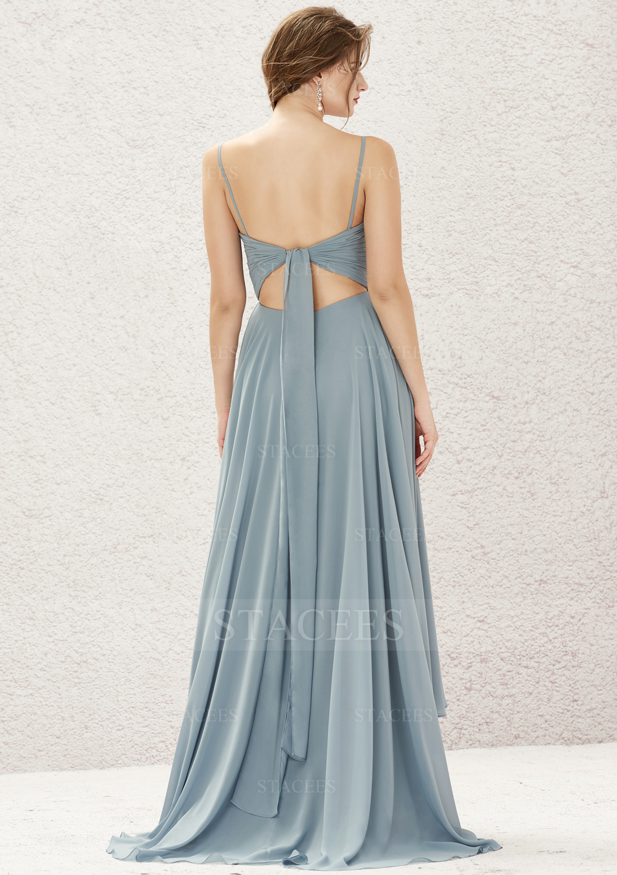 sachin and babi light blue dress Draped One Shoulder Wine Chiffon Evening Dress main image 1