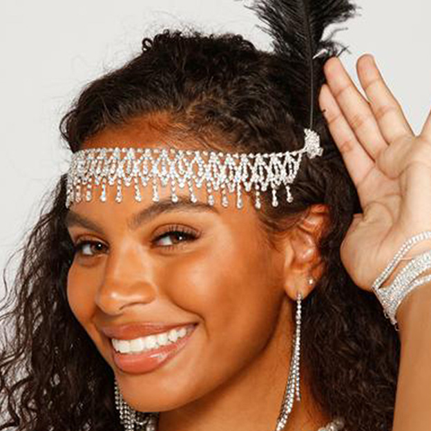 Alloy Rhinestone Ladies Forehead Jewelry With Czech Stones Headpieces