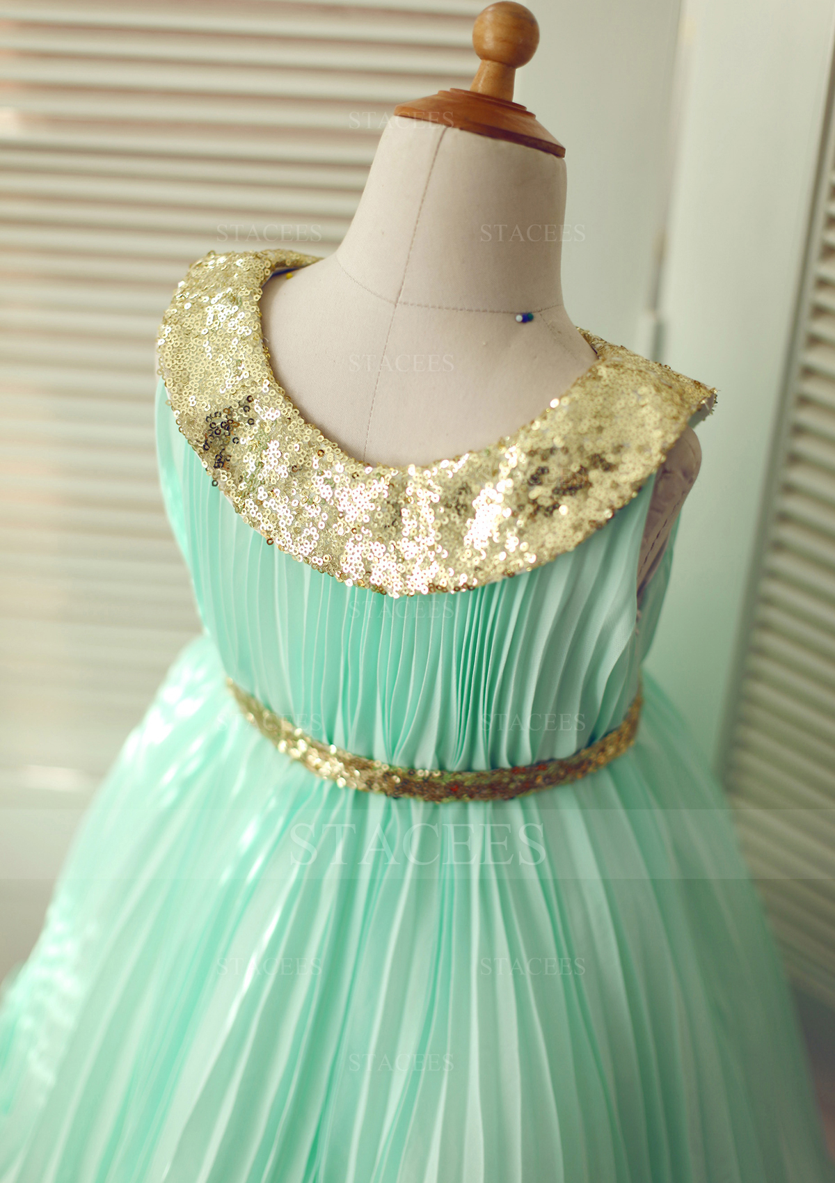 A-line/Princess Scoop Neck Knee-Length Chiffon Flower Girl Dress With Pleated Sequins - Flower Girl Dresses - Stacees A-line/Princess Scoop Neck Knee-Length Chiffon Flower Girl Dress With Pleated Sequins - Flower Girl Dresses - Stacees