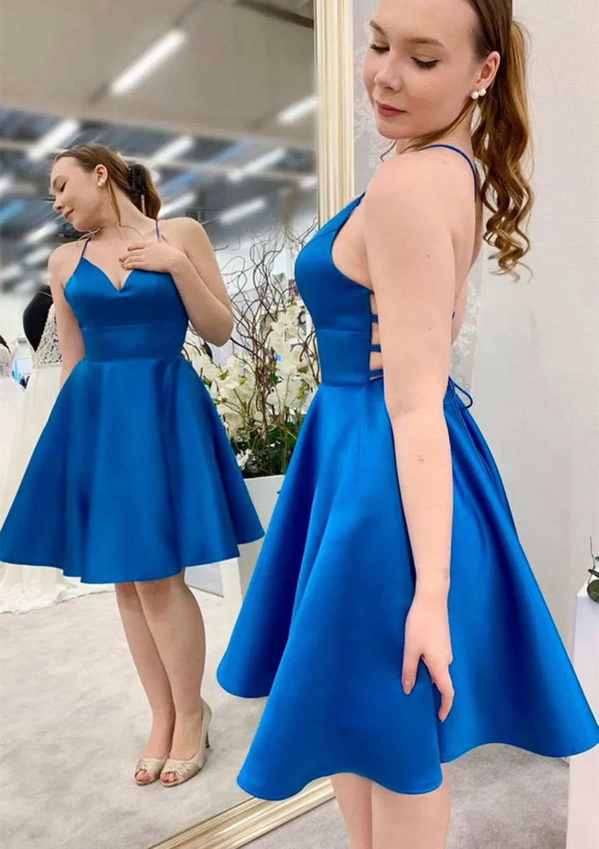 sachin and babi light blue dress Sweetheart A Line Homecoming Dresses Butterflies Short Prom Dresses US6 / Custom Color