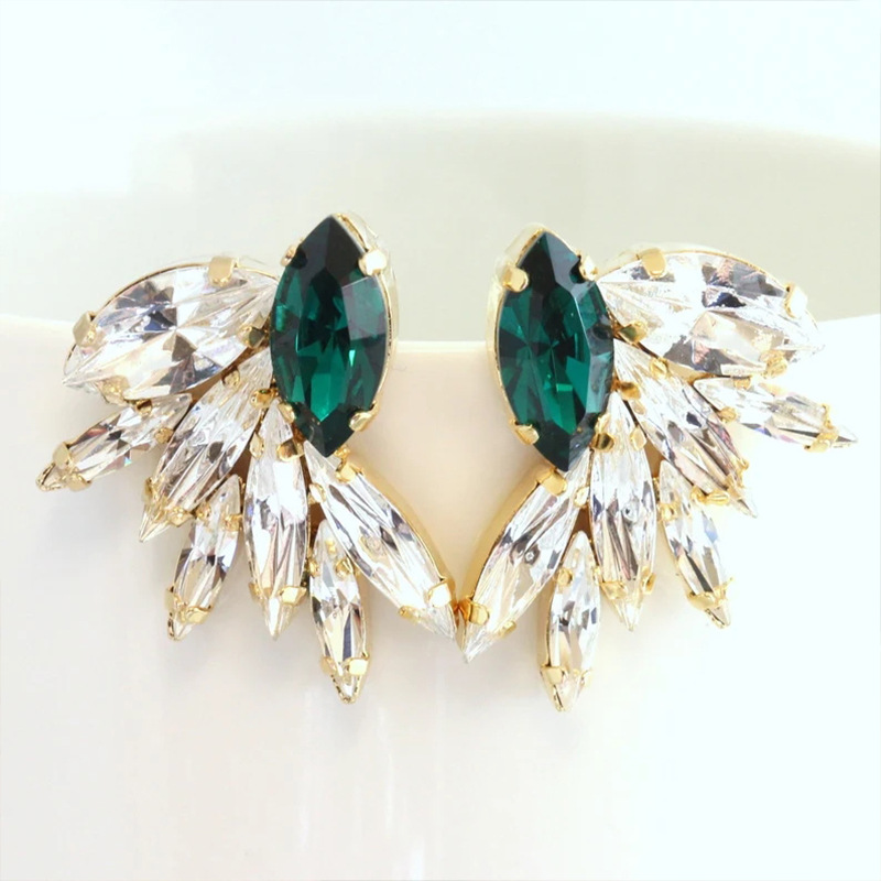 Boucles D'oreilles Vintage Strass Résine, Couleur Doré Brillant - Neuf Sans Emballage
