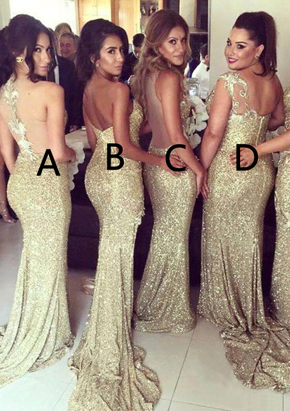Bateau Sleeveless Sweep Train Sheath/Column Sequined Bridesmaid Dress - Bridesmaid  Dresses - Stacees