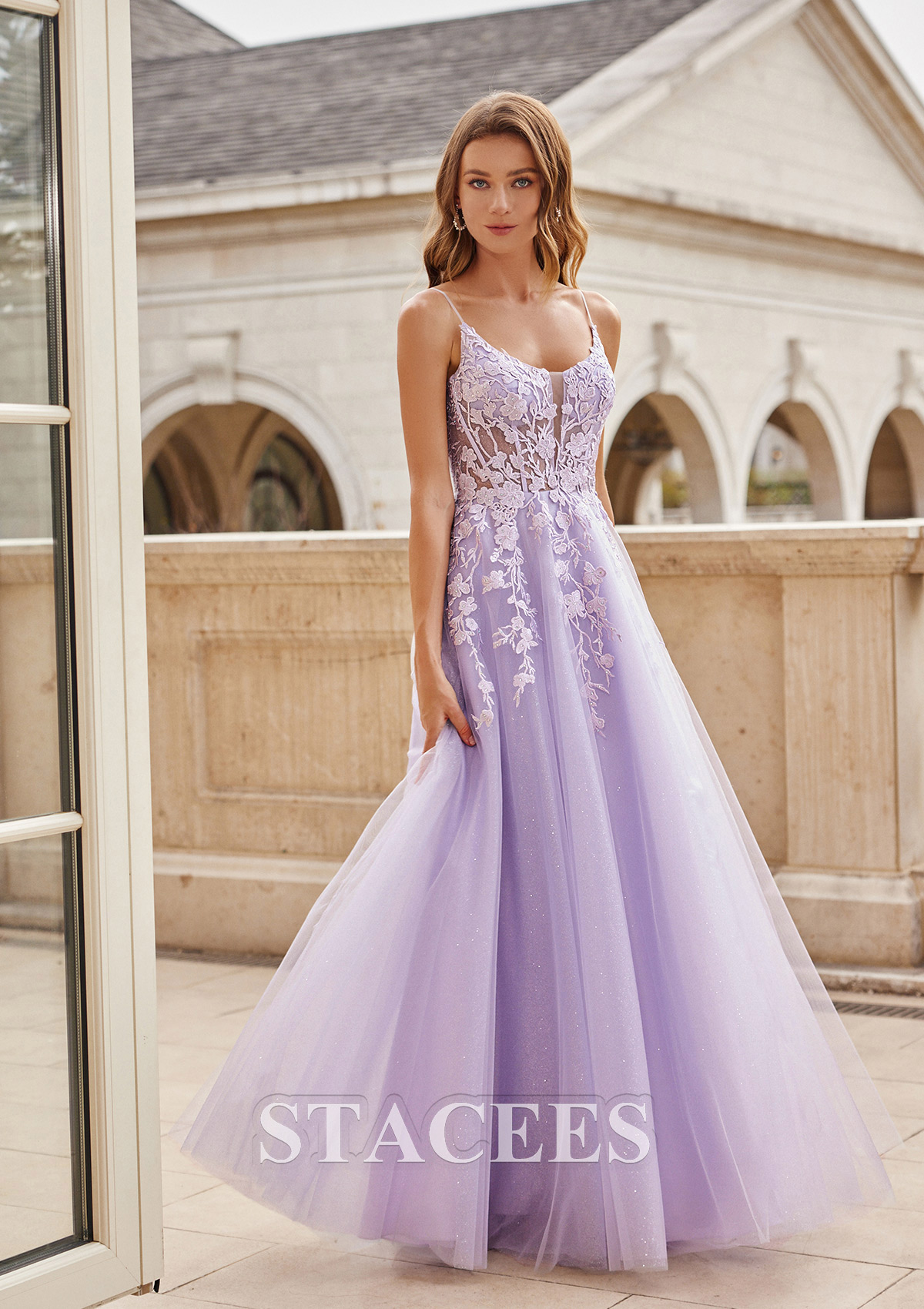 A-Line / Princess Scoop Neck Sweep Train Satin Prom Dress With Split Front c2897
