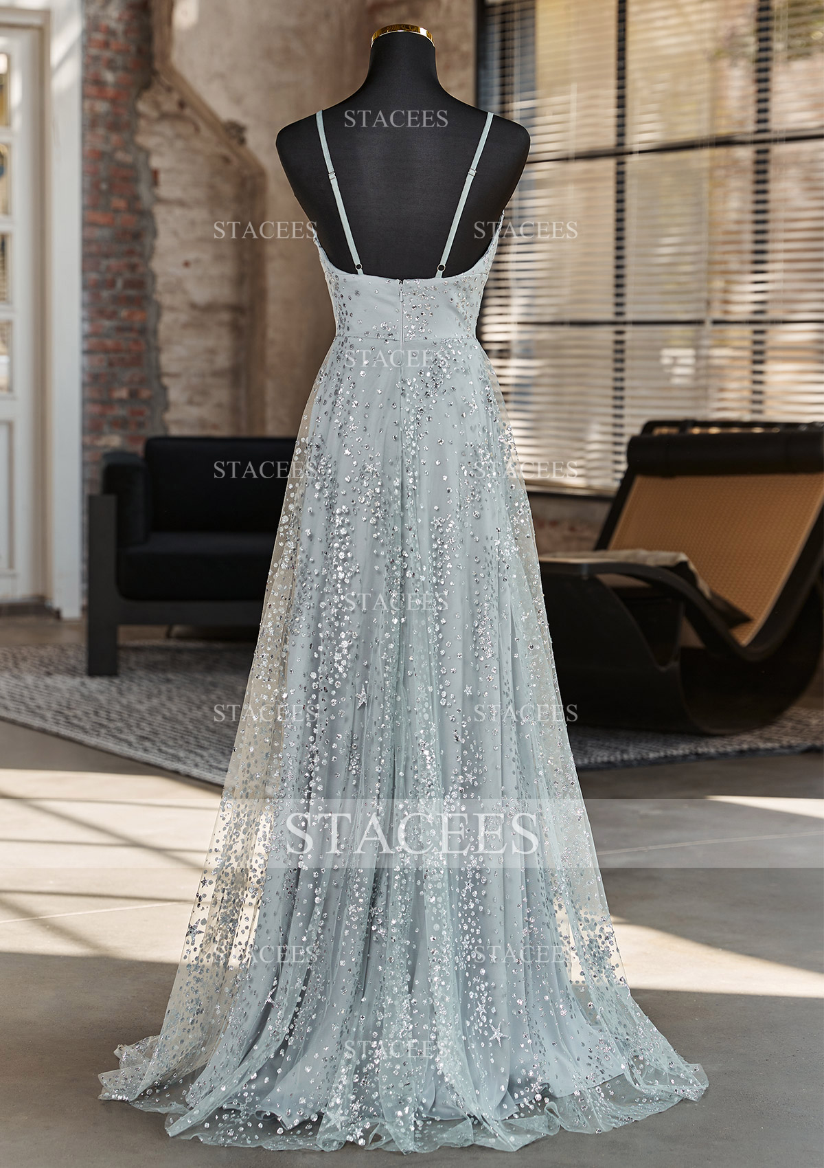 silver tulle prom dress Silver Rhinestone Grey Tulle Ruffled Trumpet Floor Length Prom Dress