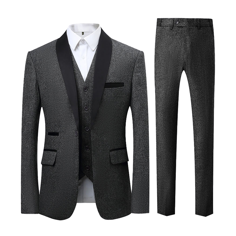 Shawl Lapel Single Breasted 3 Piece Men's Wedding Suit