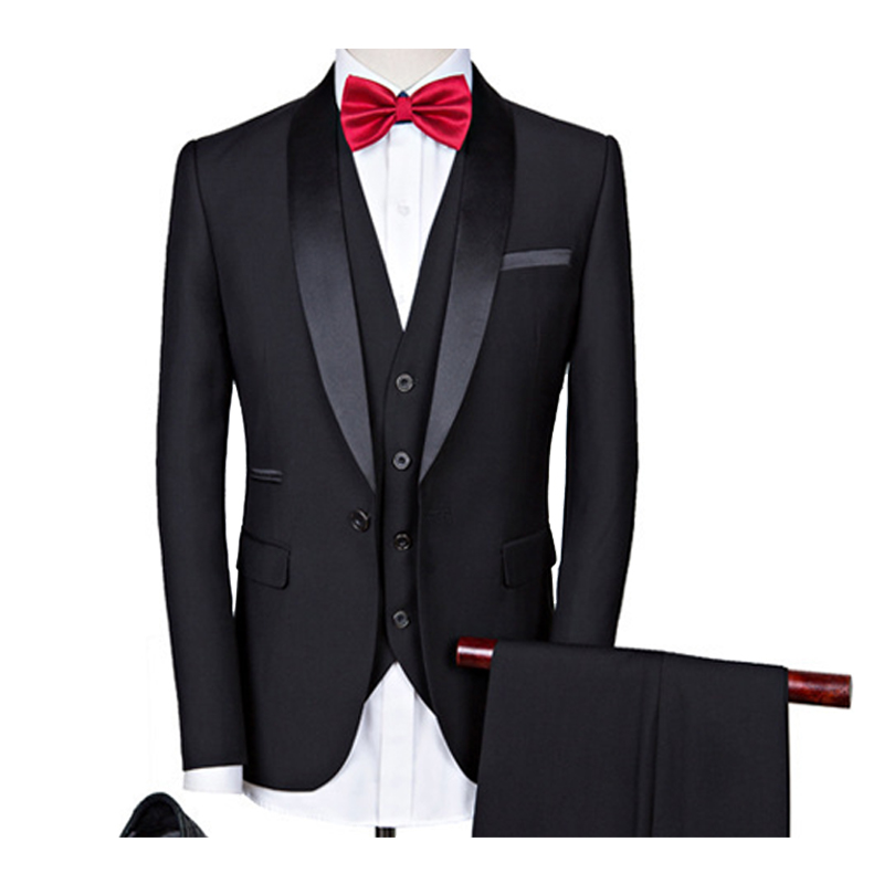 Shawl Lapel Single Breasted 3 Piece Men's Wedding Suit