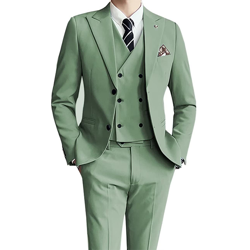 Peak Lapel 3 Piece Single Breasted Men's Wedding Suit