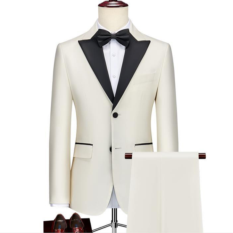Peak Lapel 2 Piece Single Breasted Men's Wedding Suit