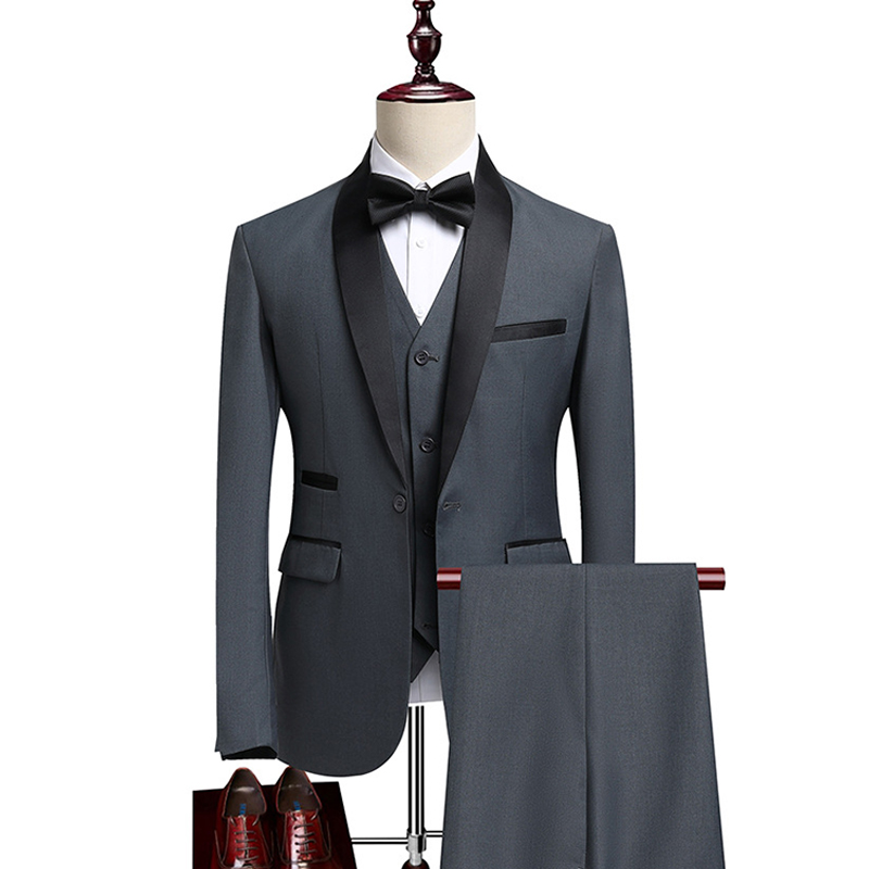 Shawl Lapel 3 Piece Single Breasted Men's Wedding Suit