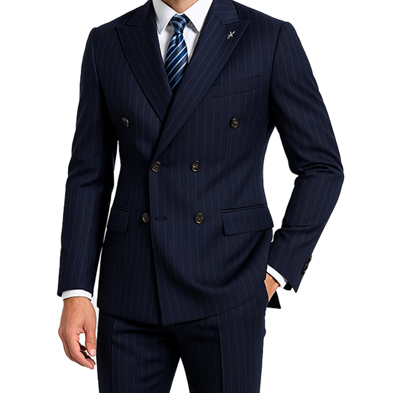 Notch Lapel Double-breasted Striped 2-Piece Men's Wedding Suit