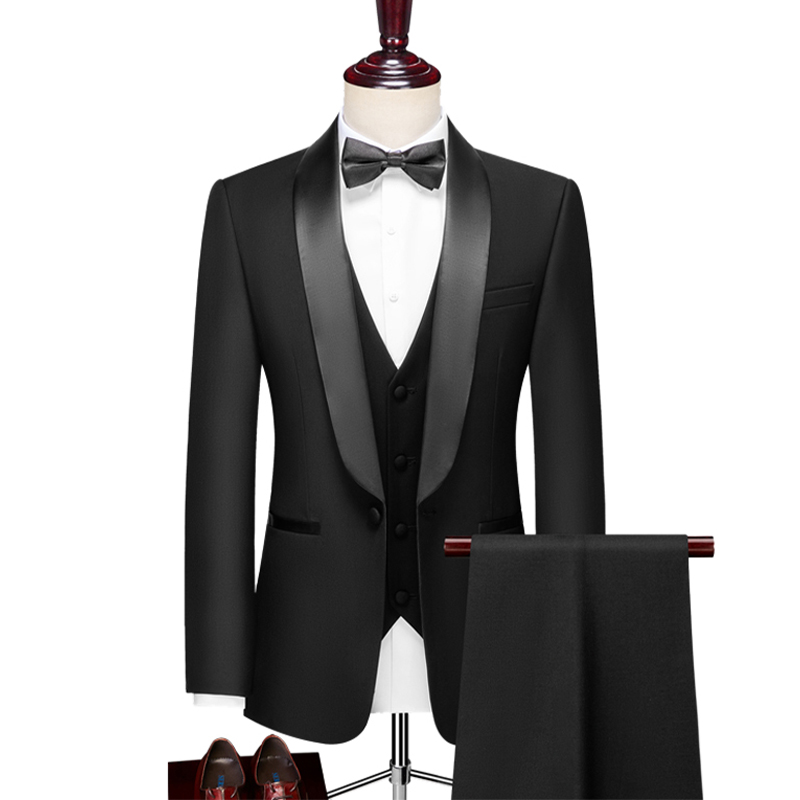 Shawl Lapel 3 Piece Single Breasted Men's Wedding Suit 