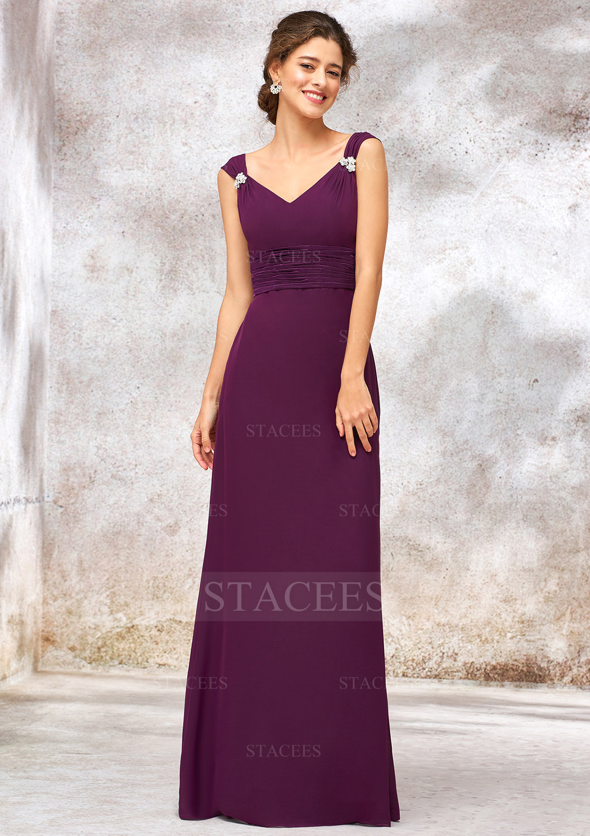 sheath column v neck floor length chiffon evening dress Sheath / Column V-neck Floor Length Chiffon Bridesmaid Dress – dressblee