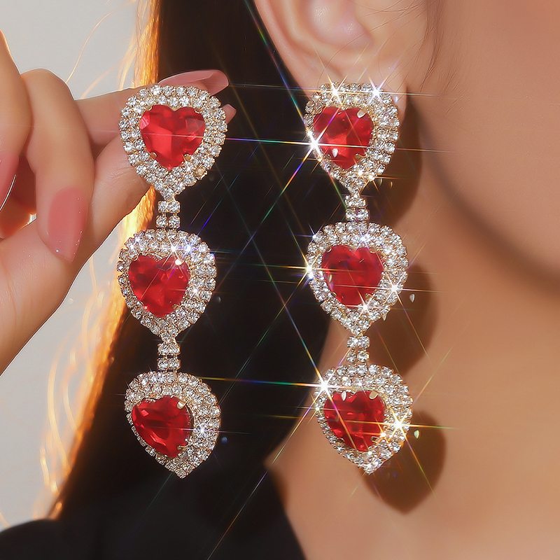 Charming Unique Female Crystal Heart Earrings