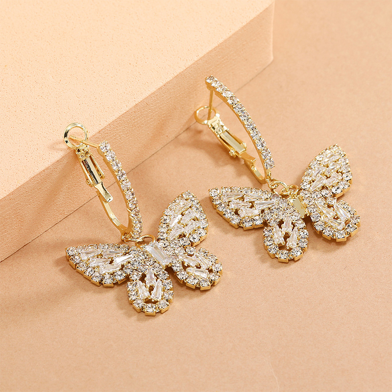 Sparking Unique Ladies' Cubic Zirconia Butterfly Earrings
