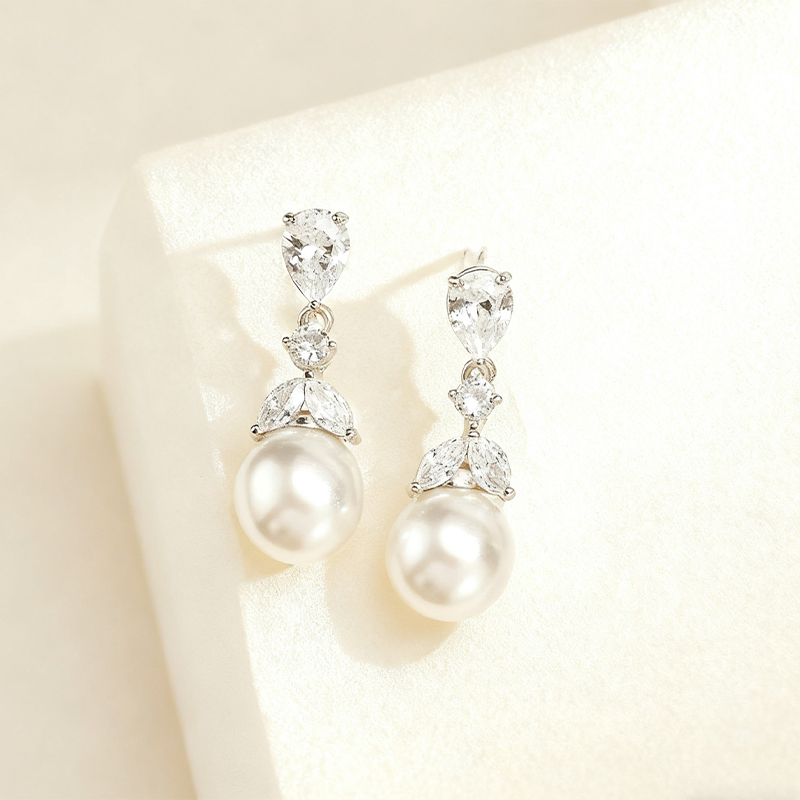 Attractive Charming Ladies' Copper Earrings with Cubic Zirconia