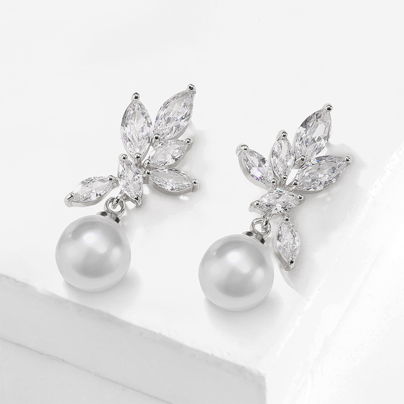 Attractive Elegant Women's Copper Earrings with Cubic Zirconia