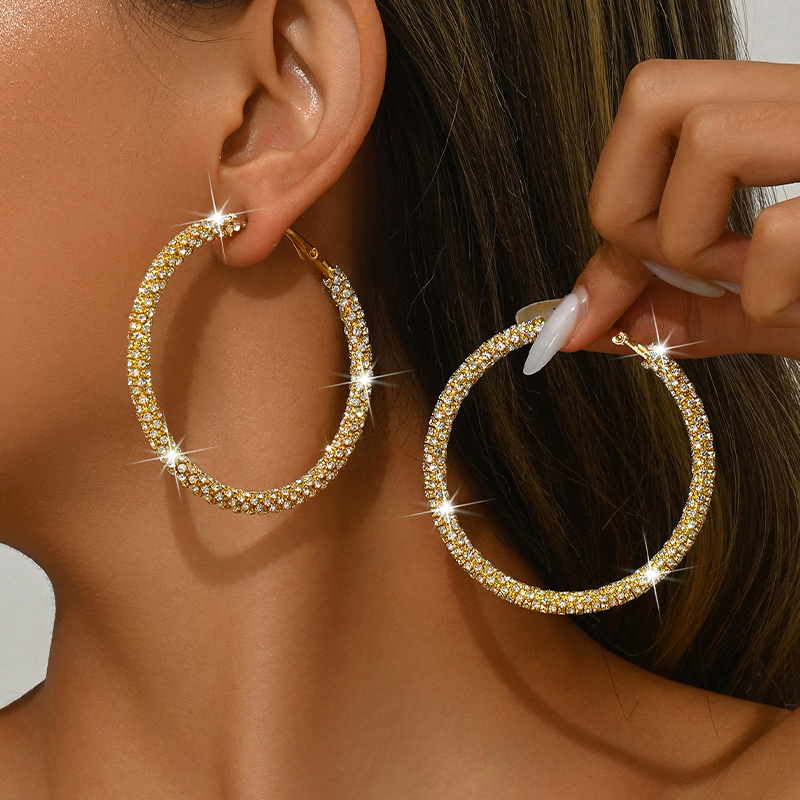 Shining Attractive Women's Copper Earrings with Rhinestone