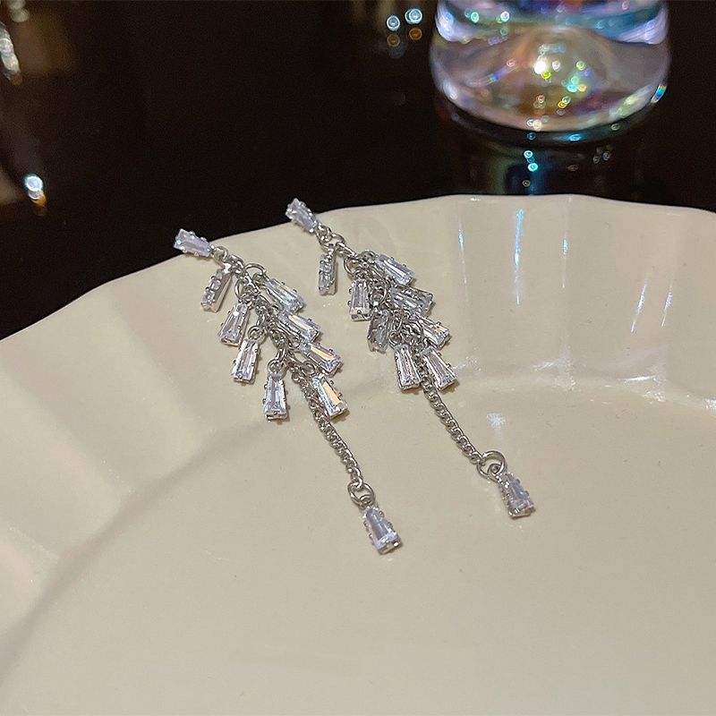 Beautiful Luxurious Ladies' Silver Plated Earrings with Cubic Zirconia