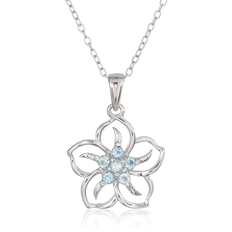 Elegant Vintage Ladies' Birthstone Flower Pendant Necklace