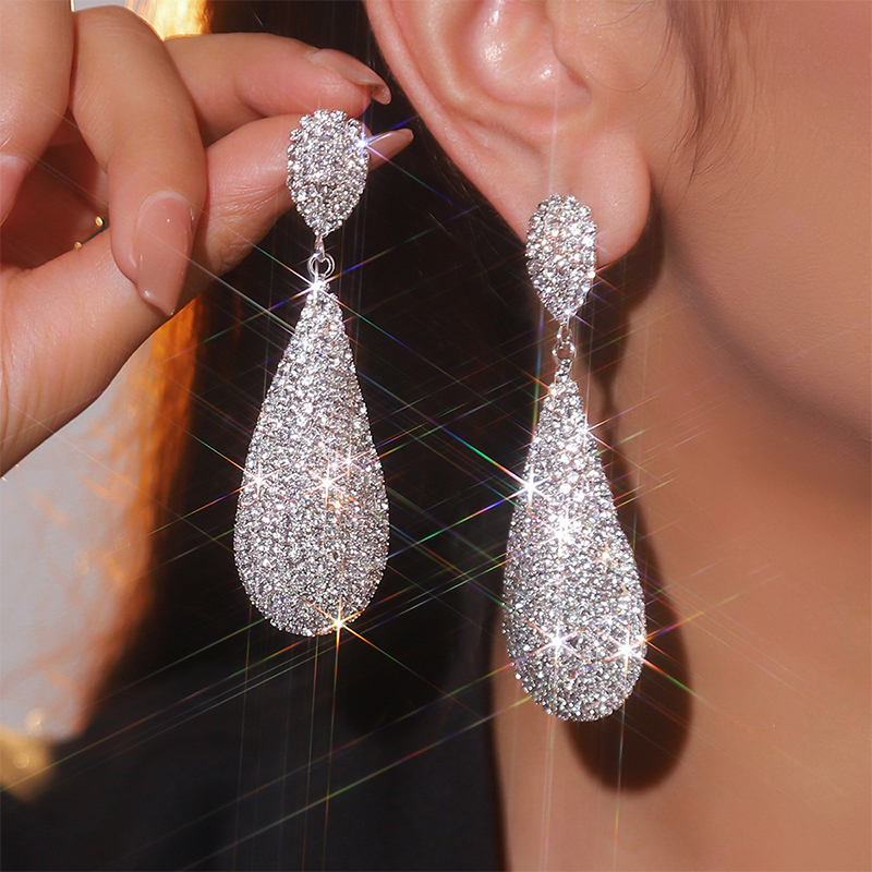 Magnifique étincelant strass boucles d'oreilles