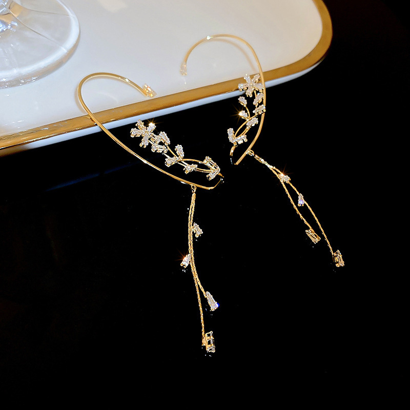 Luxurious Romantic Girls' Copper Earrings with Cubic Zirconia