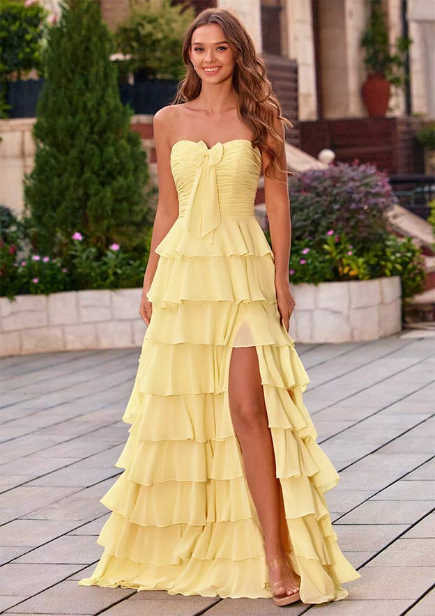 white christmas dresses Purple Ruched Chiffon Sleeveless Gown With 3D Flower main image 0