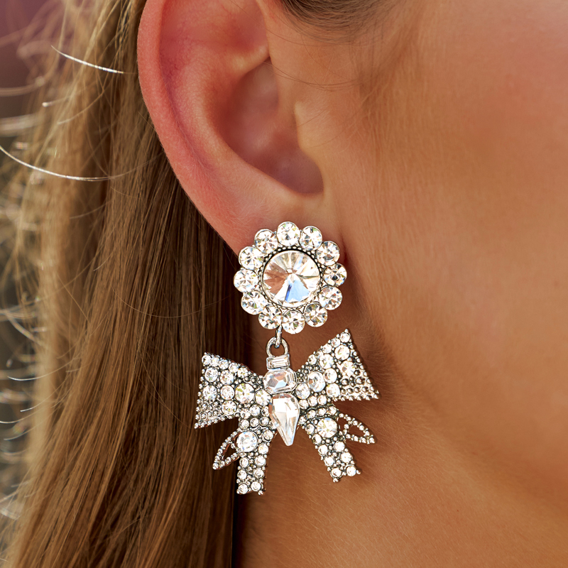 Pendientes de aleación con brillo encantador para mujer con cristales