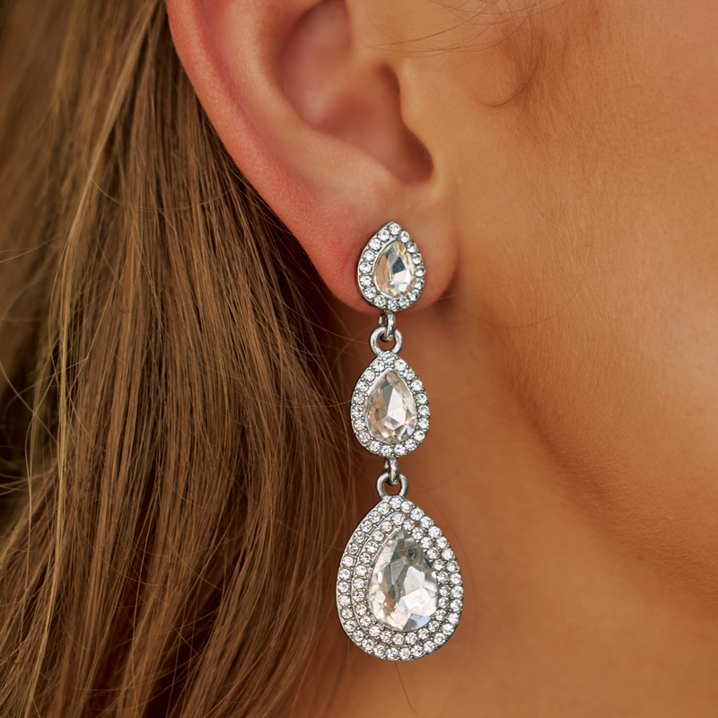 Pendientes de aleación románticos para mujer con cristales