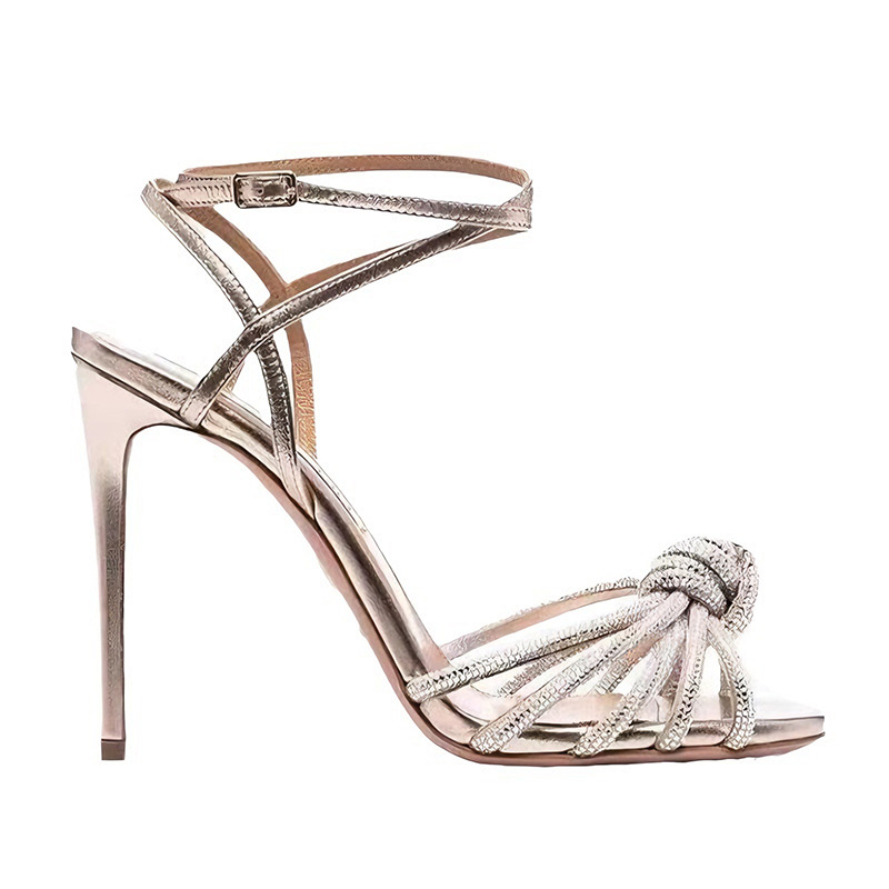 Peep Toe Heels Microfiber Leather with Ankle Strap Rhinestone Women's Party & Evening Prom Shoes