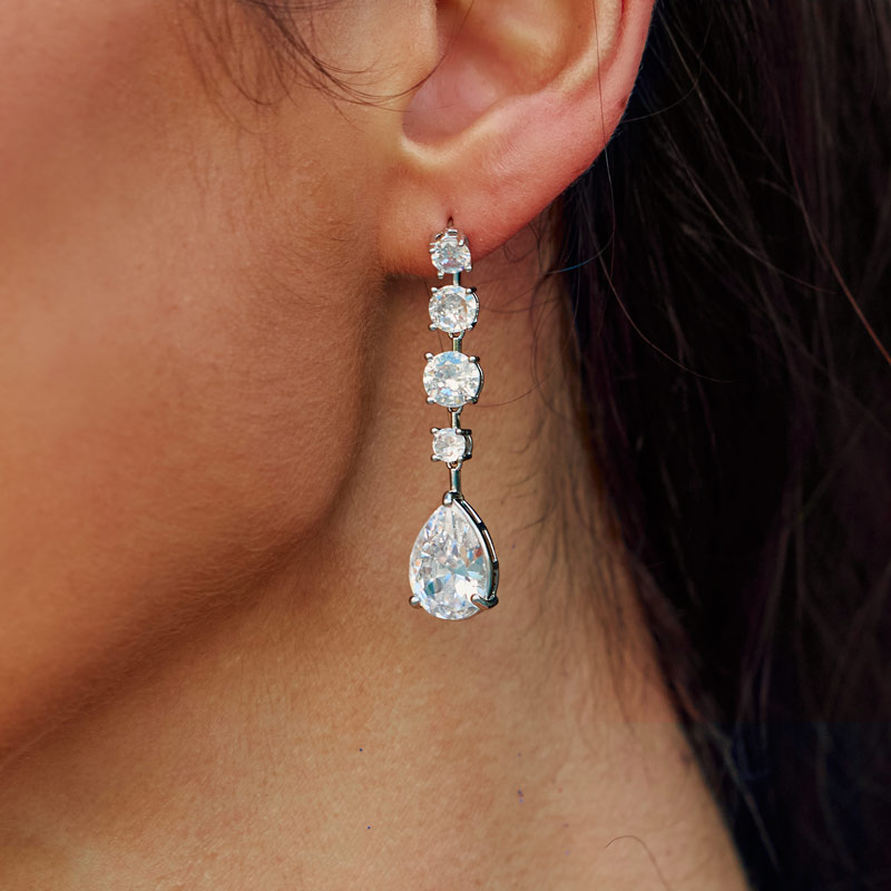 Luxurious Sparkling Girls' Copper Earrings with Rhinestone