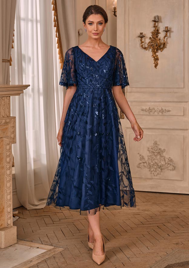 lace mother of the bride dresses uk WEDTREND Woman Elegant Beige A Line Flutter Sleeve Mother Of Bride Dress  With Lace Appliques  Wedtrend UK