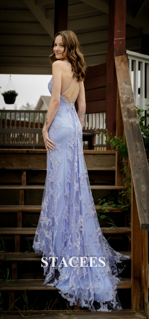 LERURE SheerA-lineonepiece マスタード Spaghetti Strap Straight Neck Low Back Mermaid Gown - 1912B9703